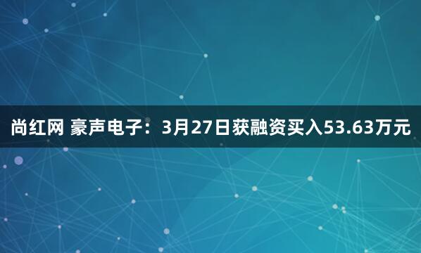 尚红网 豪声电子：3月27日获融资买入53.63万元