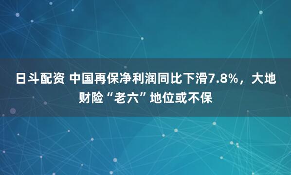 日斗配资 中国再保净利润同比下滑7.8%,大地财险“老六”地位或不保